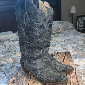 Corral Black/Black Caiman Inlay Boots
